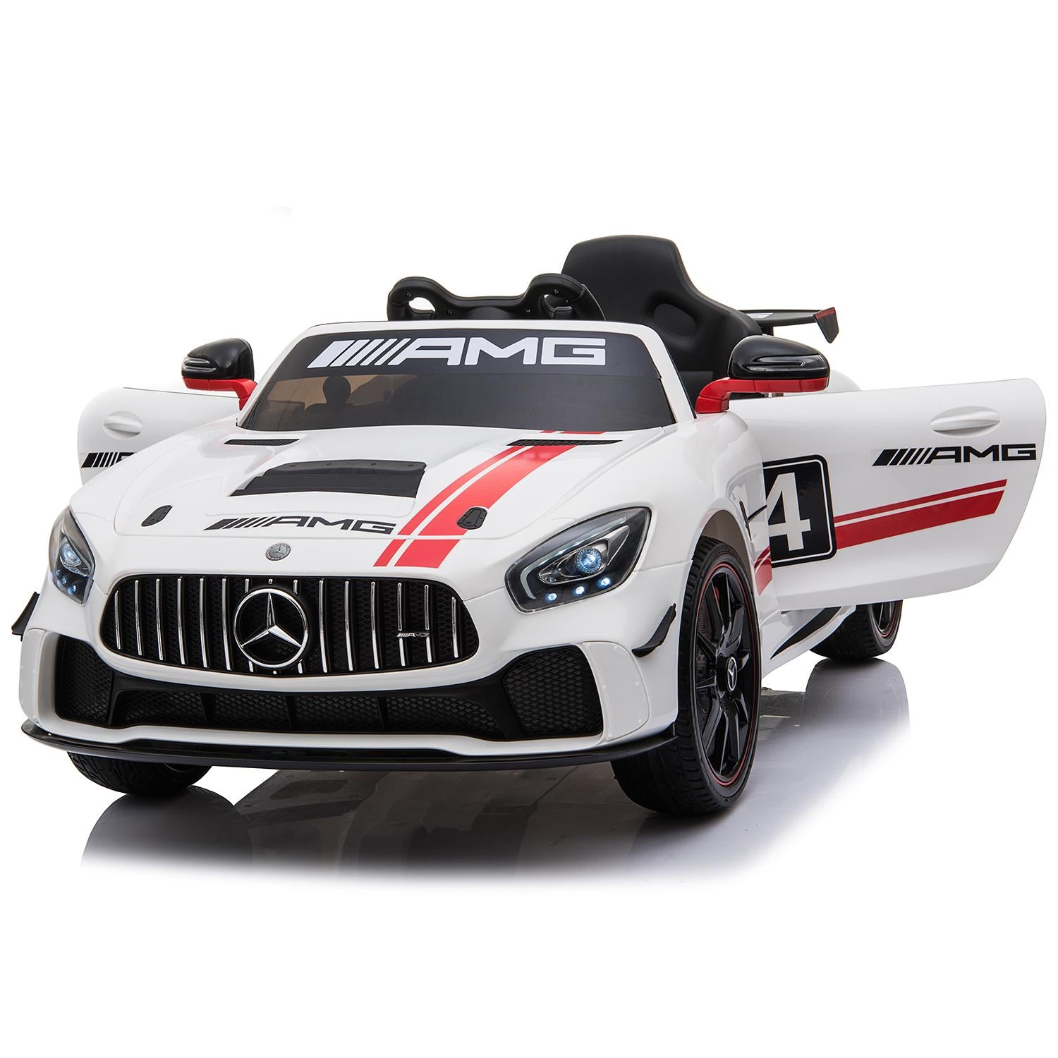 Mercedes Benz AMG GT4 Electric Ride On Car with Remote Control for Kids, 12V Power Battery Official Licensed Kids Car with 2.4G Radio Parental Control Opening Doors