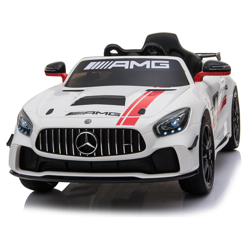 Mercedes Benz AMG GT4 Electric Ride On Car with Remote Control for Kids, 12V Power Battery Official Licensed Kids Car with 2.4G Radio Parental Control Opening Doors