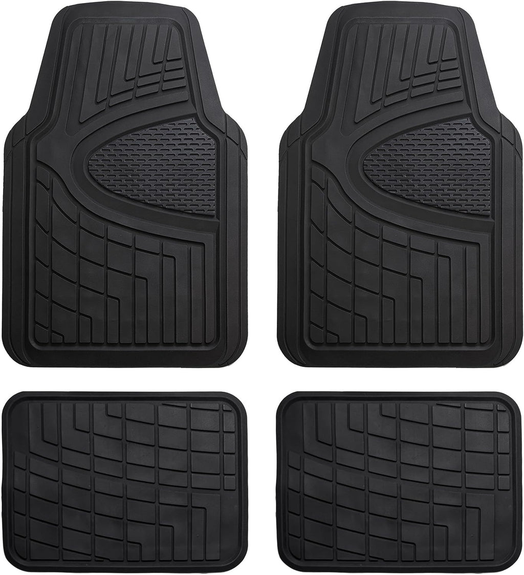 FH Group Automotive Floor Mats - Heavy-Duty Rubber Floor Mats for Cars, Universal Fit Full Set, Climaproof &amp; Trimmable Floor Mats for Most Sedan, SUV, Truck, Black