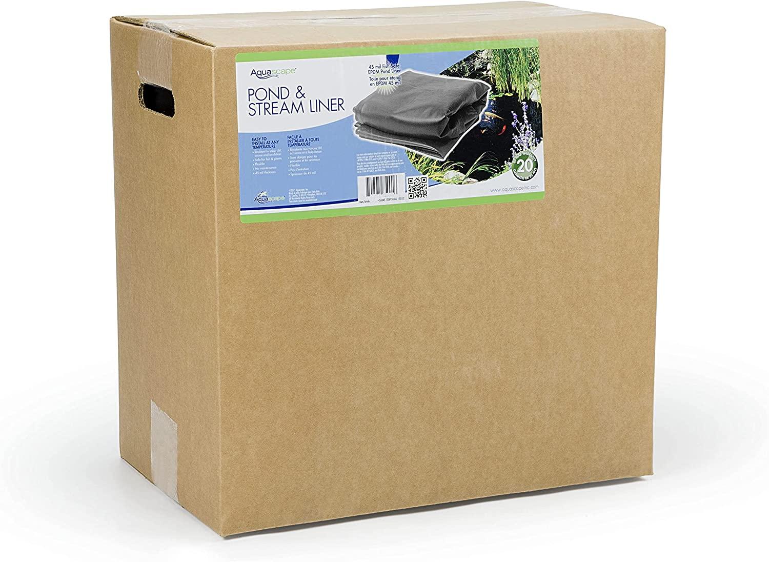 Aquascape PRO Grade 45 MIL EPDM Fish-Safe Pond and Fountain Liner 10 x 8, 80 sq ft, ft ft, Black