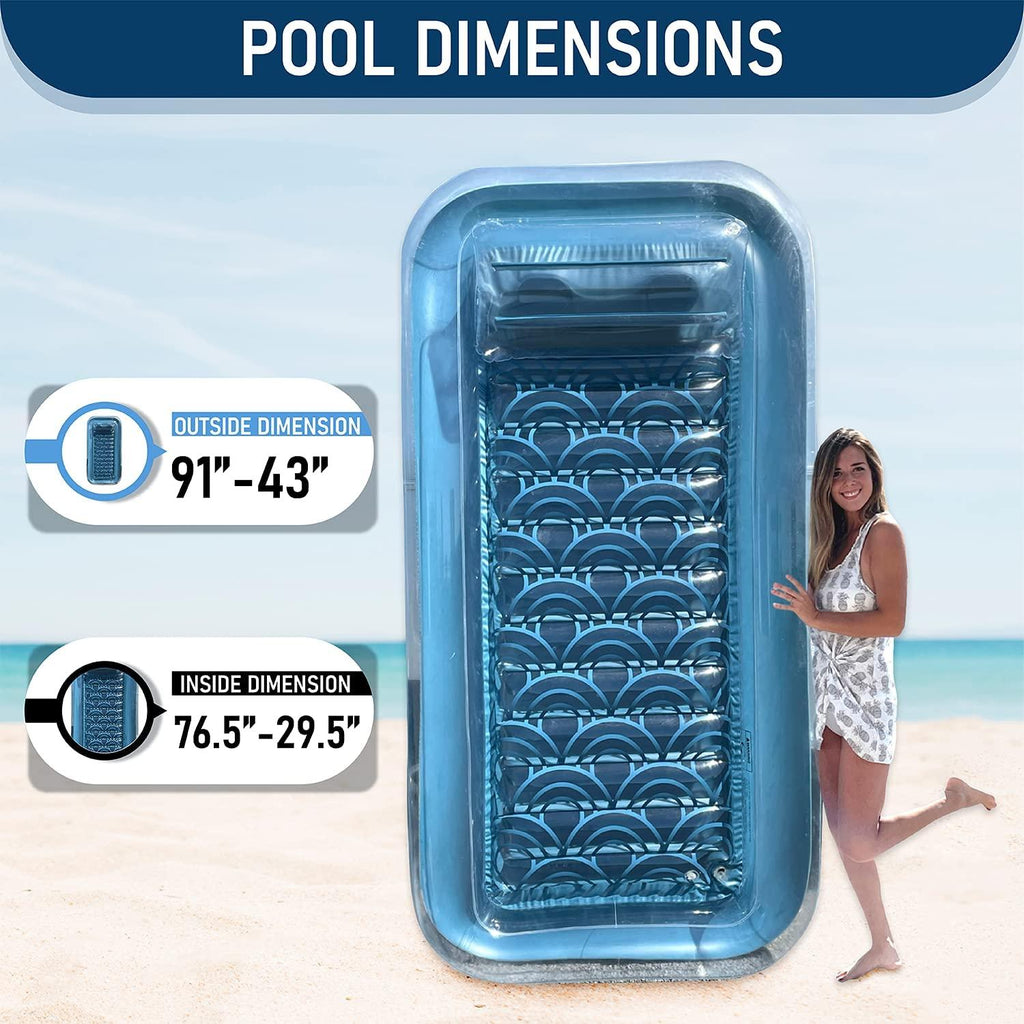inflatable adult tanning pool i suntan tub – outdoor lounge pool i adult kiddie blow up pool i blowup one person personal pool and float for relaxation and sunbathing l reybed (blue)