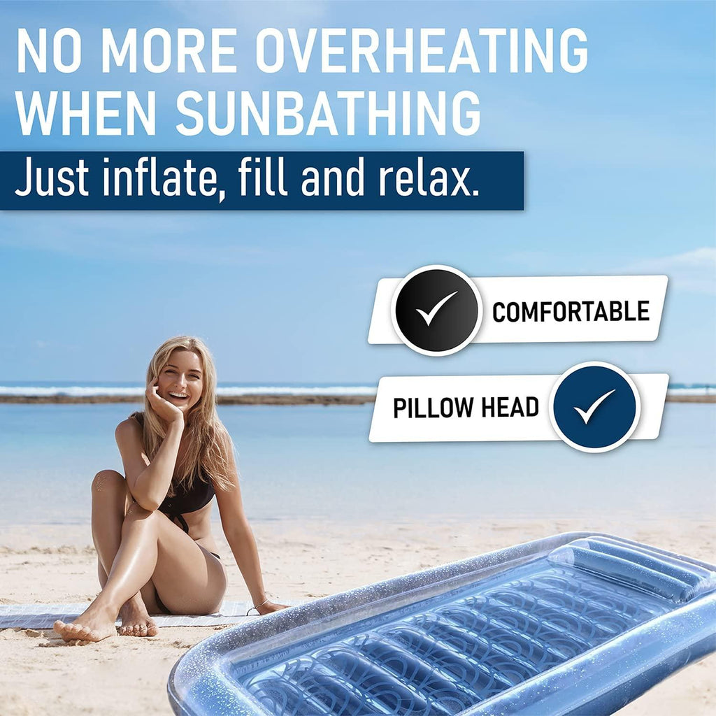 inflatable adult tanning pool i suntan tub – outdoor lounge pool i adult kiddie blow up pool i blowup one person personal pool and float for relaxation and sunbathing l reybed (blue)