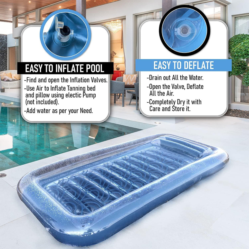 inflatable adult tanning pool i suntan tub – outdoor lounge pool i adult kiddie blow up pool i blowup one person personal pool and float for relaxation and sunbathing l reybed (blue)