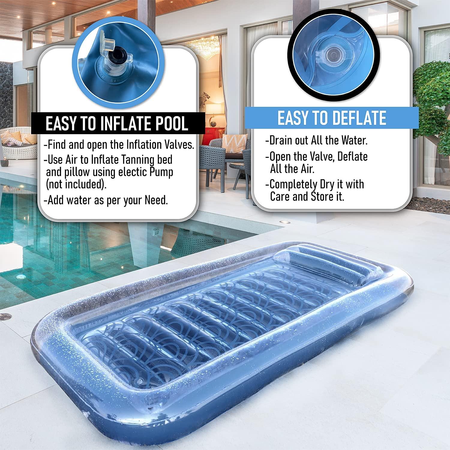 inflatable adult tanning pool i suntan tub – outdoor lounge pool i adult kiddie blow up pool i blowup one person personal pool and float for relaxation and sunbathing l reybed (blue)