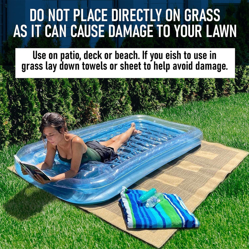 inflatable adult tanning pool i suntan tub – outdoor lounge pool i adult kiddie blow up pool i blowup one person personal pool and float for relaxation and sunbathing l reybed (blue)
