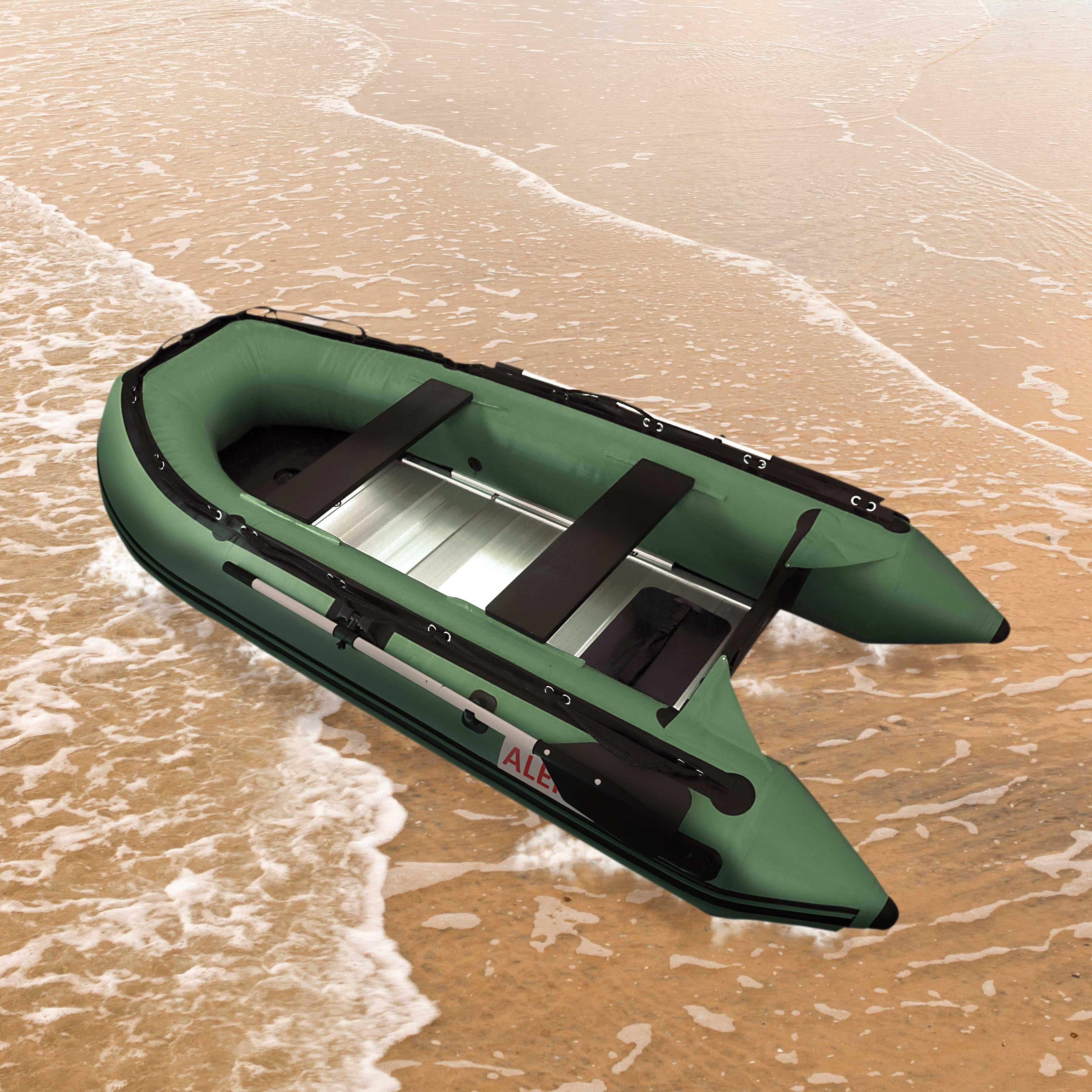 ALEKO Inflatable 4-Person Fishing Boat - Aluminum Floor - 10.5 Feet - Green