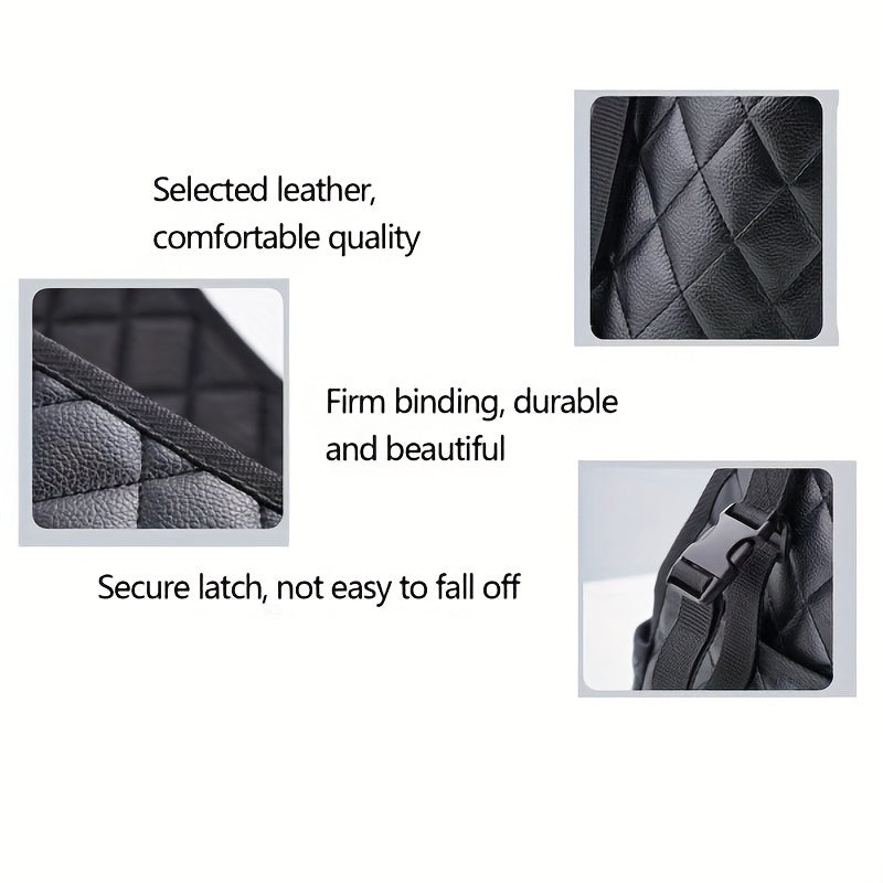 Car Purse Handbag Holder Between Seats, Leather Car Seat Back Organizer With 3 Pockets, LarCapacity StoraBag