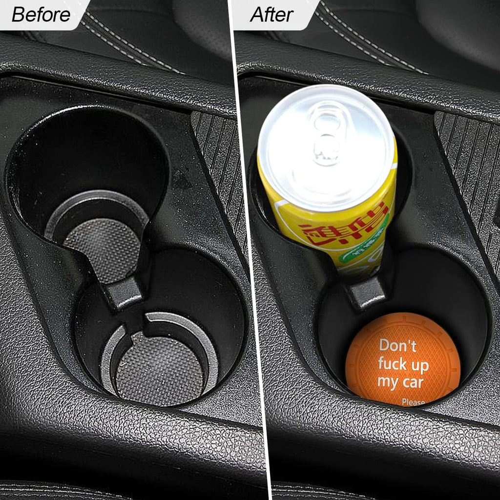 8sanlione Car Cup Coaster, 4Pcs 2.75 Inch Auto Cup Holder Insert Coasters, Anti-Slip Waterproof Embedded Drink Mat, Automotive Interior Accessories for Men and Women (D Orange/4PCS)