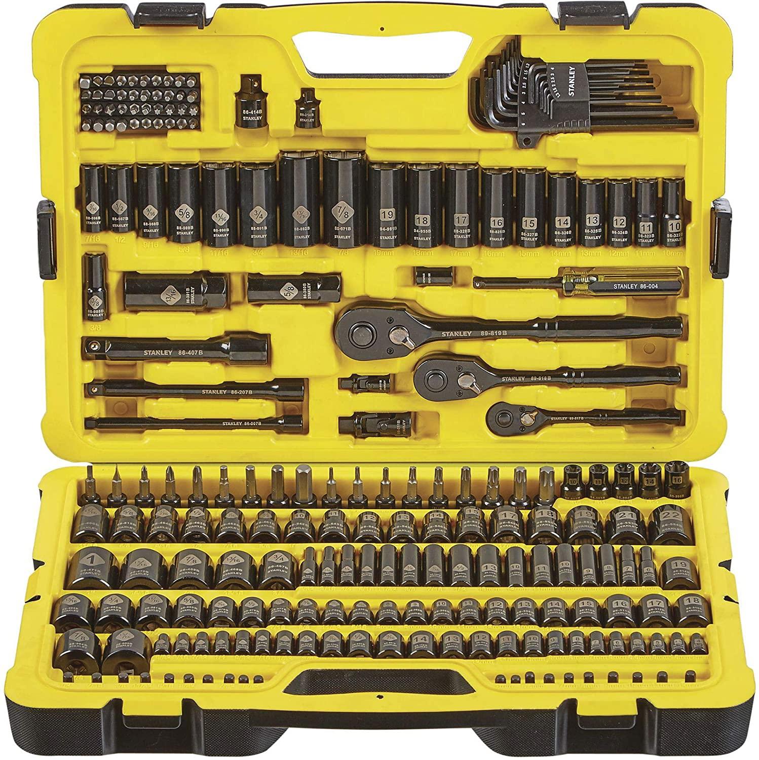 STANLEY Professional Grade Black Chrome Mechanics Tool Set (Socket Set-229 pieces)