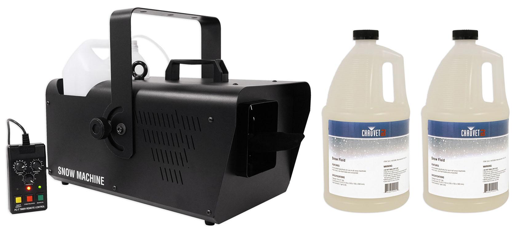 Chauvet DJ SM 250 DMX Snow Machine w/ Wired timer Remote SM250+(2) Gallons Fluid