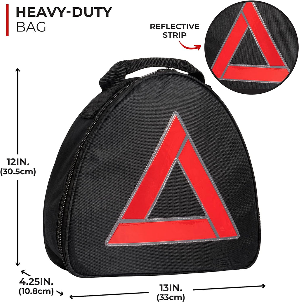 Thrive Roadside Emergency Car Kit - Car Safety Accessories and Tool Kit with Jumper Cables and Mini First Aid Kit - Car Emergency Kit for Women and Men (Triangle Bag)
