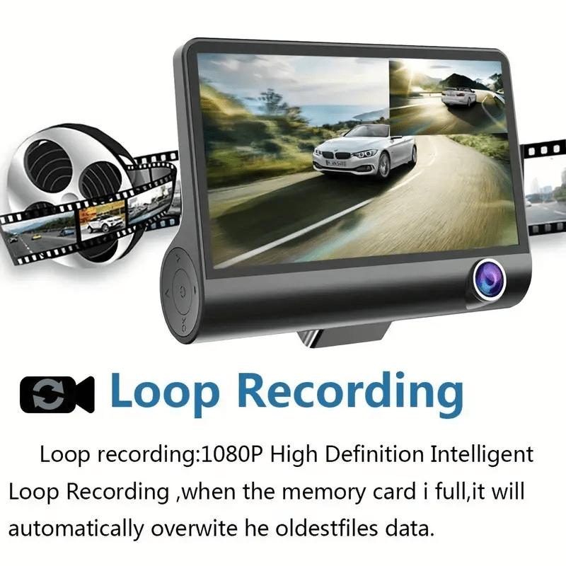 3 Lens Dash Camera, 4'' Touch IPS Screen Car Video Recorder, 1080P +720P+720P