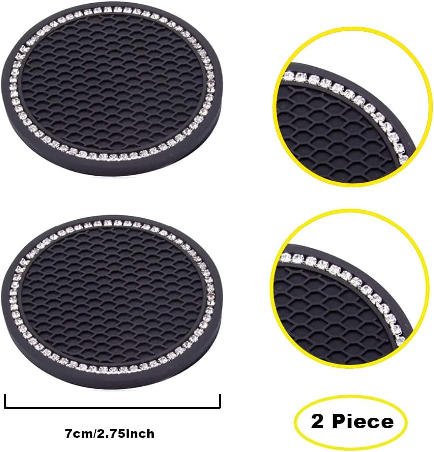 2PCS Car Cup Holders Coasters Mickey Mouse,Black Silicone Anti-Slip Car Coasters Car Interior Accessories -Universal Size, Black