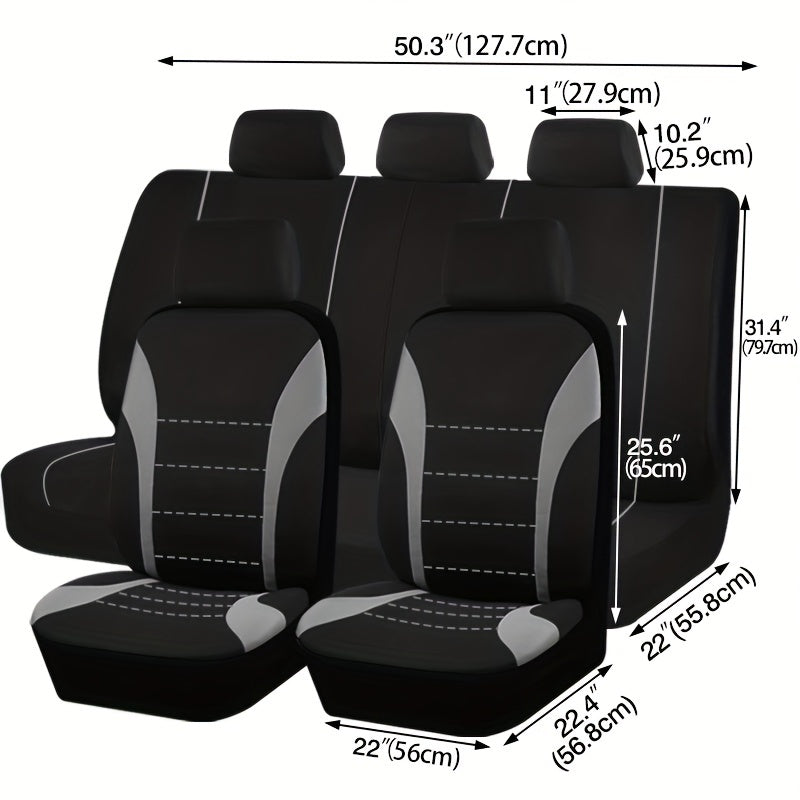 Upgrade Your Car with 9pcs Set of Universal Seat Covers: Airbag Safe, Five Seats, Black, Gray, Pink, Blue &amp; Red!