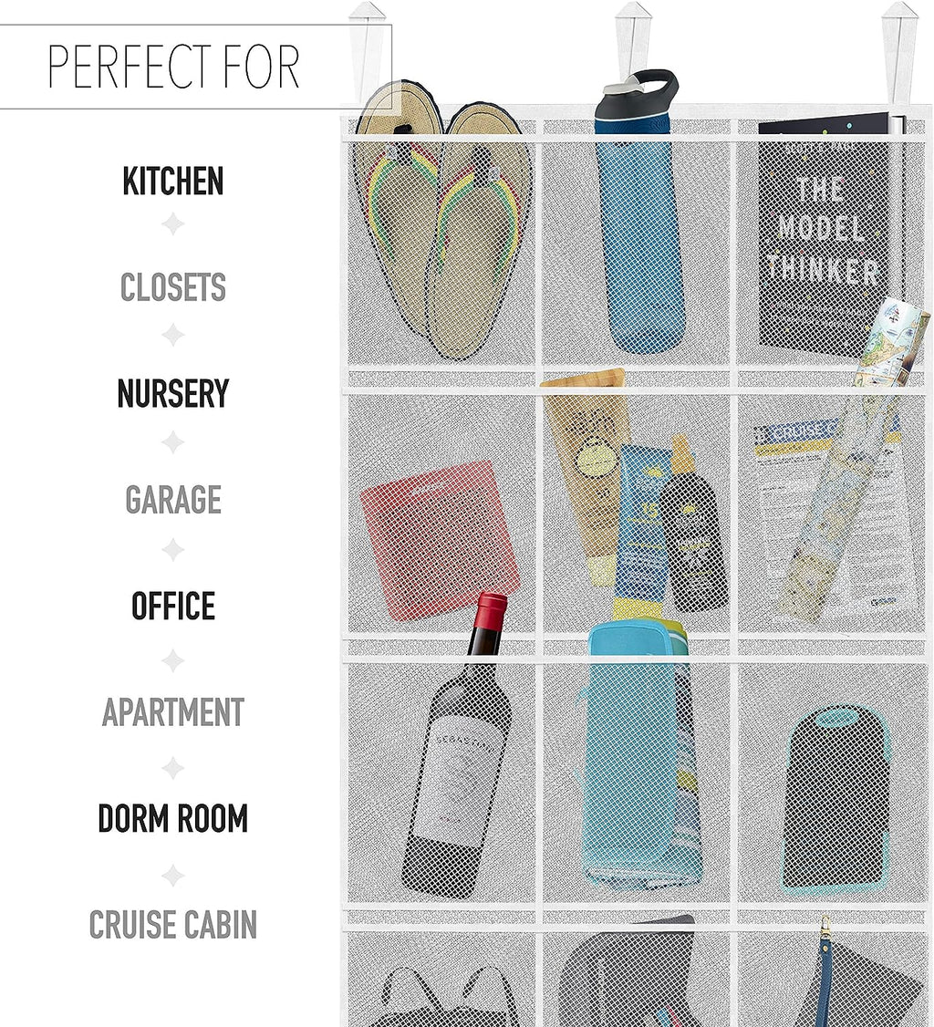 Cruise On Large Mesh Over Door Hanging Organizer 15 Pocket White Cabin Organization Shoe Holder &amp; Cruise Essentials Storage