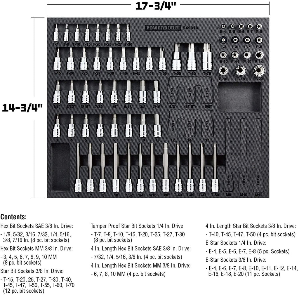 Power 949010 Hex/Torx/Specialty Bit Socket Set, 64 Piece