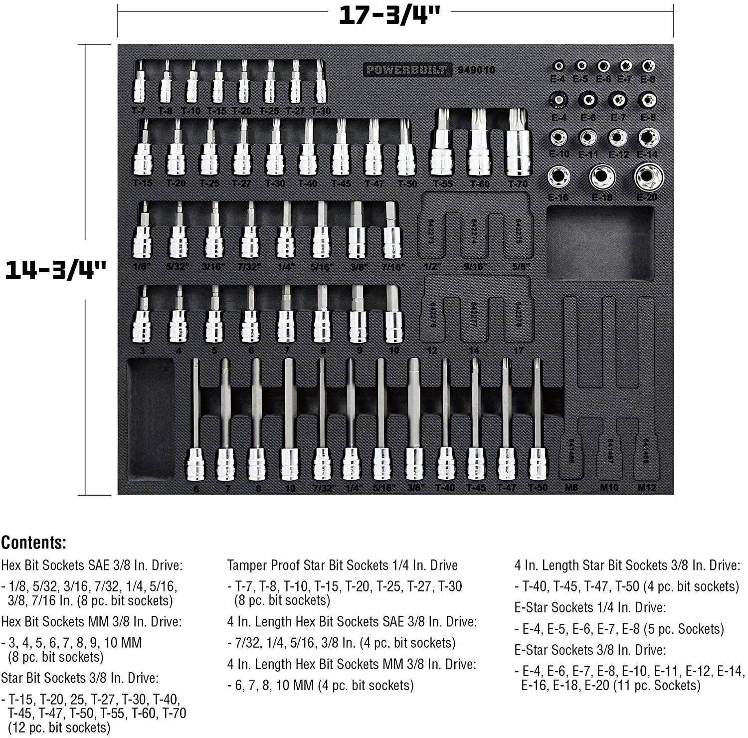 Power 949010 Hex/Torx/Specialty Bit Socket Set, 64 Piece