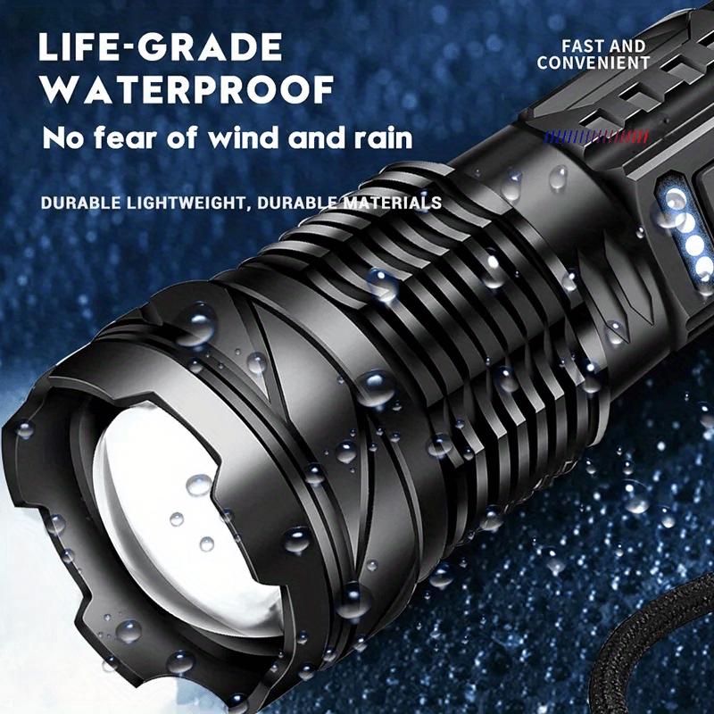 Super Powerful Flashlight Rechargeable Torch Light High Power Strong LED White Flash Light Tactical Lantern with Charging Cable