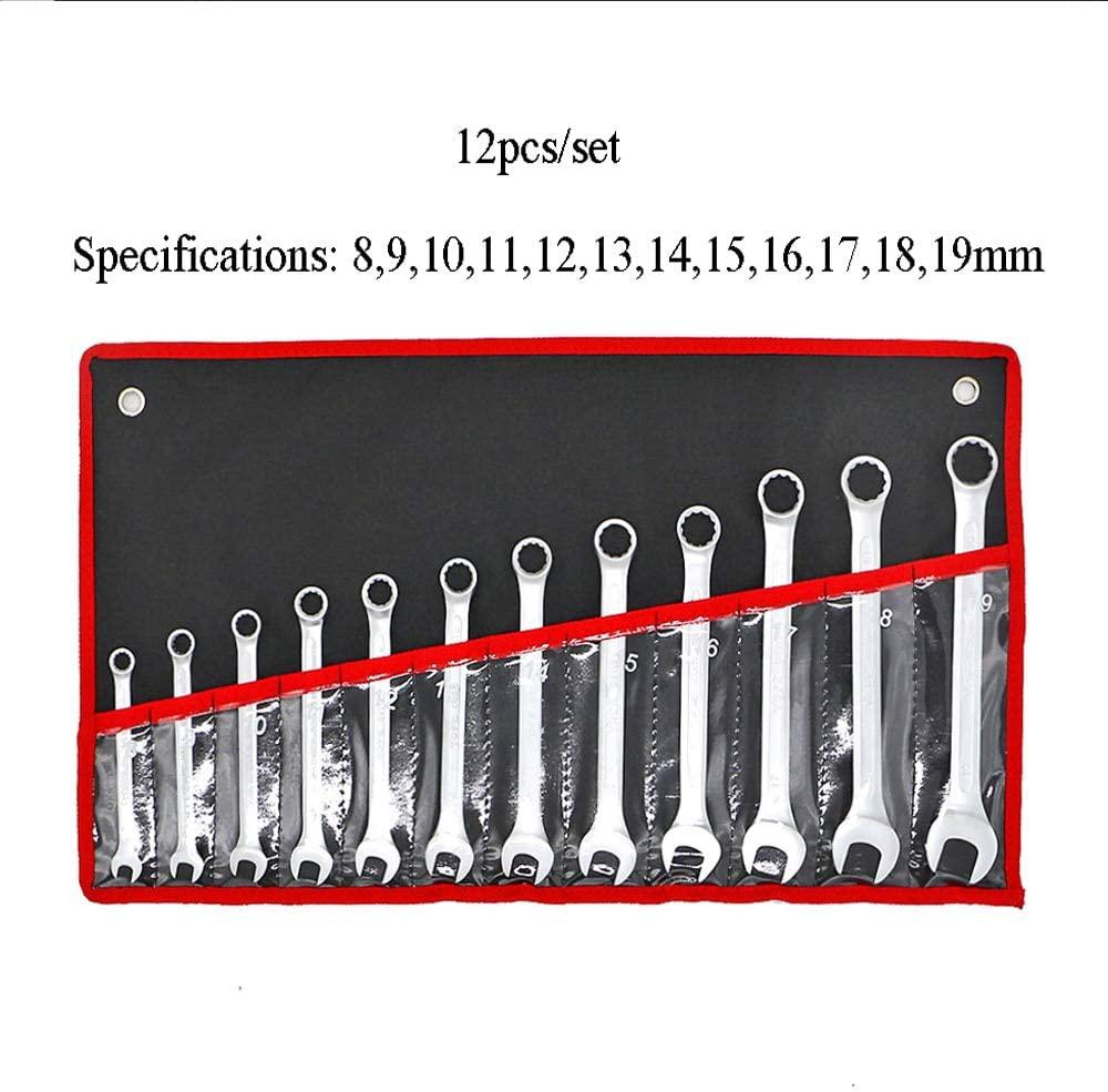 YUQIYU Fixed Double Head Ratchet Wrench 6-32/8-19mm 72 Gear Combination Spanner Set 12/22pcs set Universal Wrench Kit with Aluminum Box (Color : 22PCS)
