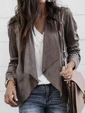 Lapel Solid Color Deerskin Casual Jacket