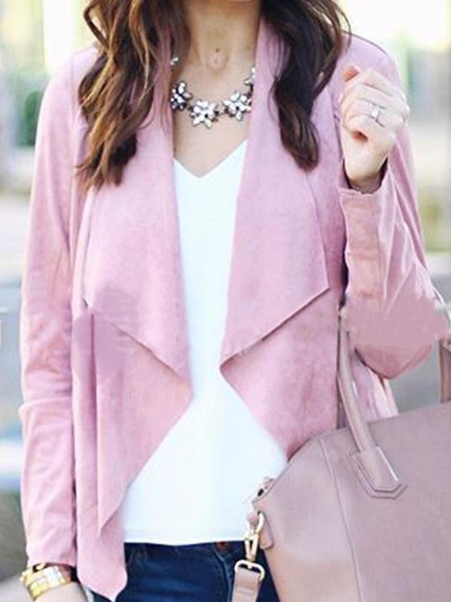 Lapel Solid Color Deerskin Casual Jacket