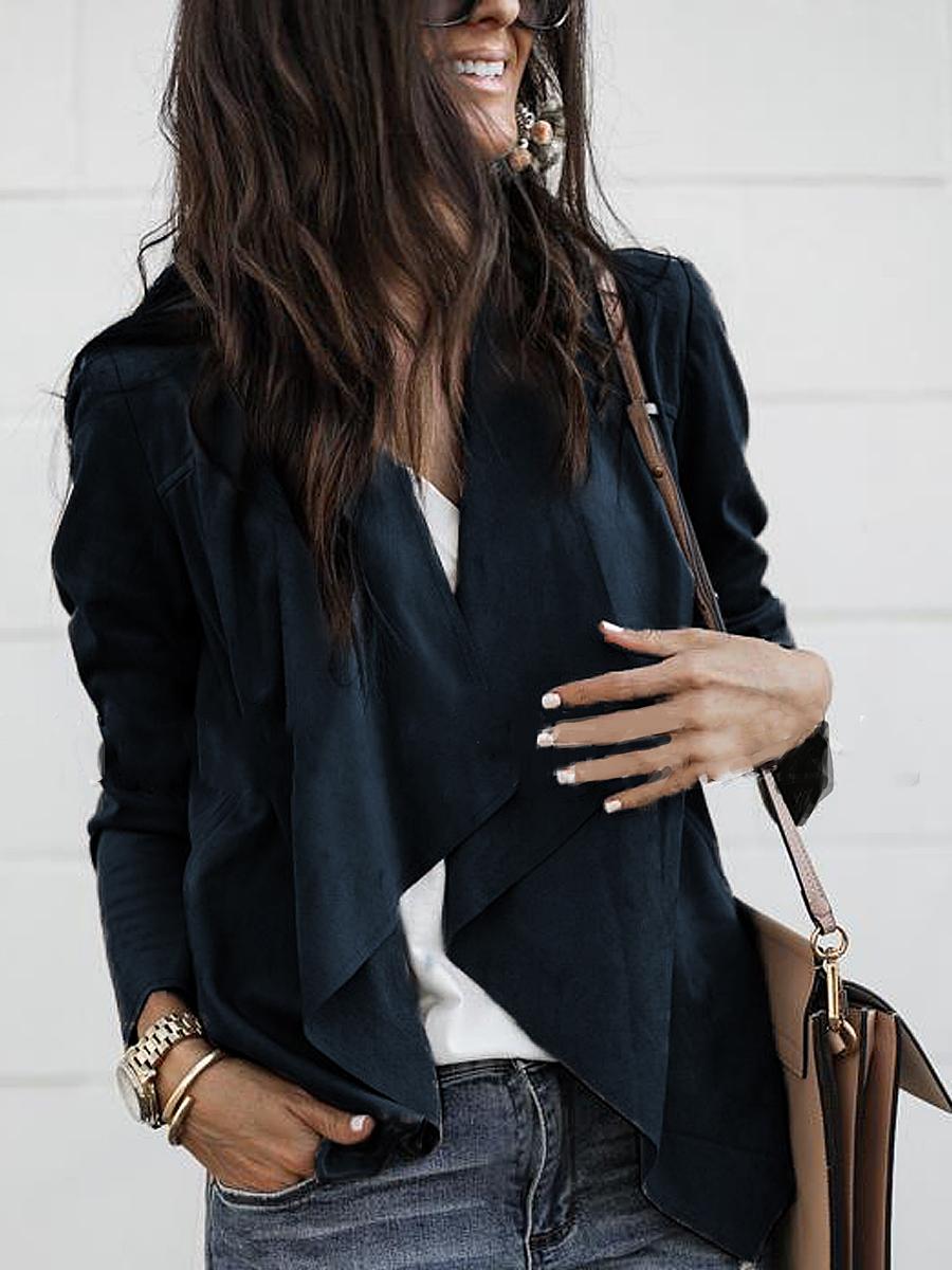 Lapel Solid Color Deerskin Casual Jacket