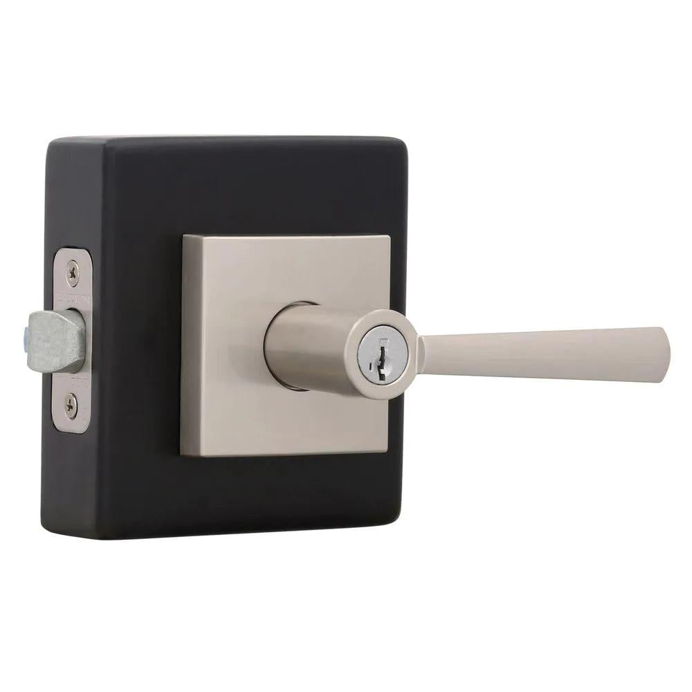 PrestiSpyglass Satin Nickel Keyed Universal Entry Door Lever Featuring SmartKey Security