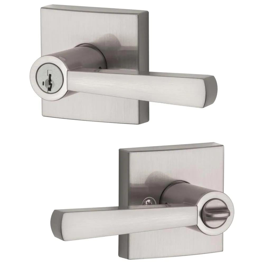 PrestiSpyglass Satin Nickel Keyed Universal Entry Door Lever Featuring SmartKey Security