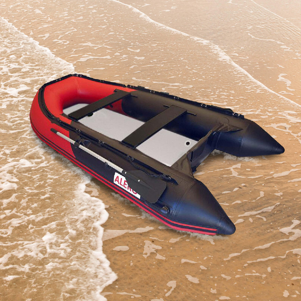 ALEKO Inflatable Boat with Air Deck Floor - 10.5 Ft - Black and Red