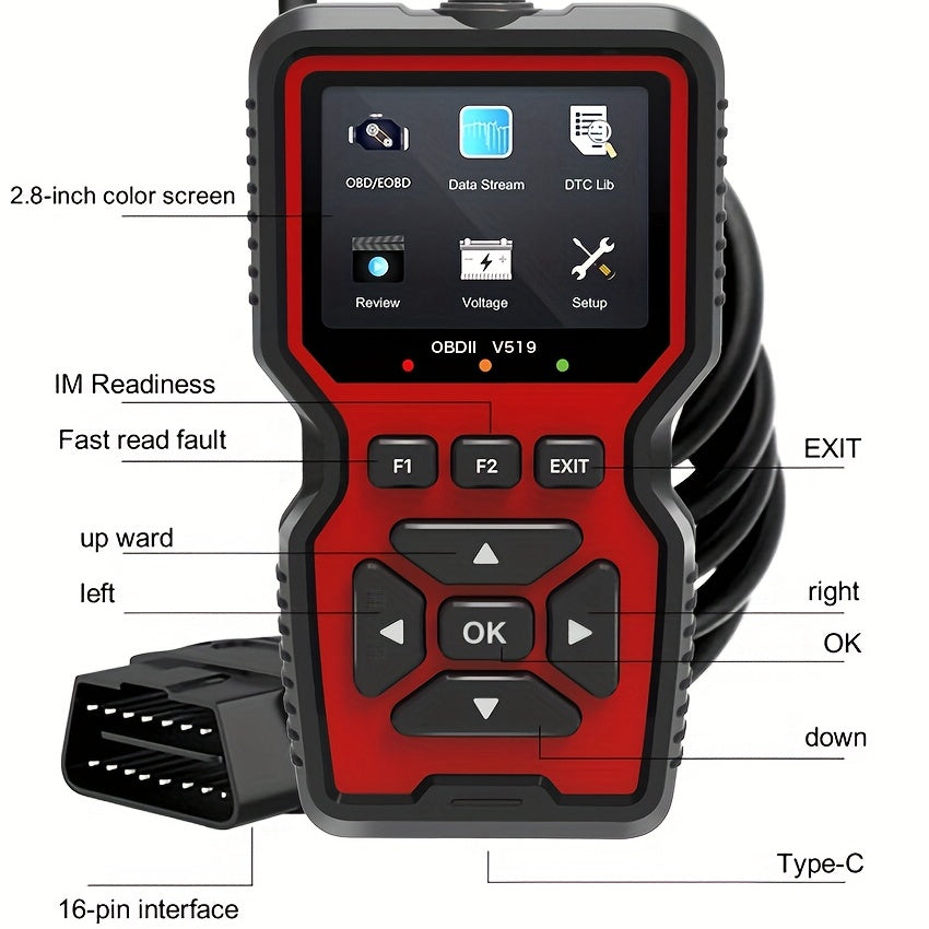 V519 Custom Universal Car OBD II Diagnostic Scanner Car Fault Detector Diagnostic Scanner