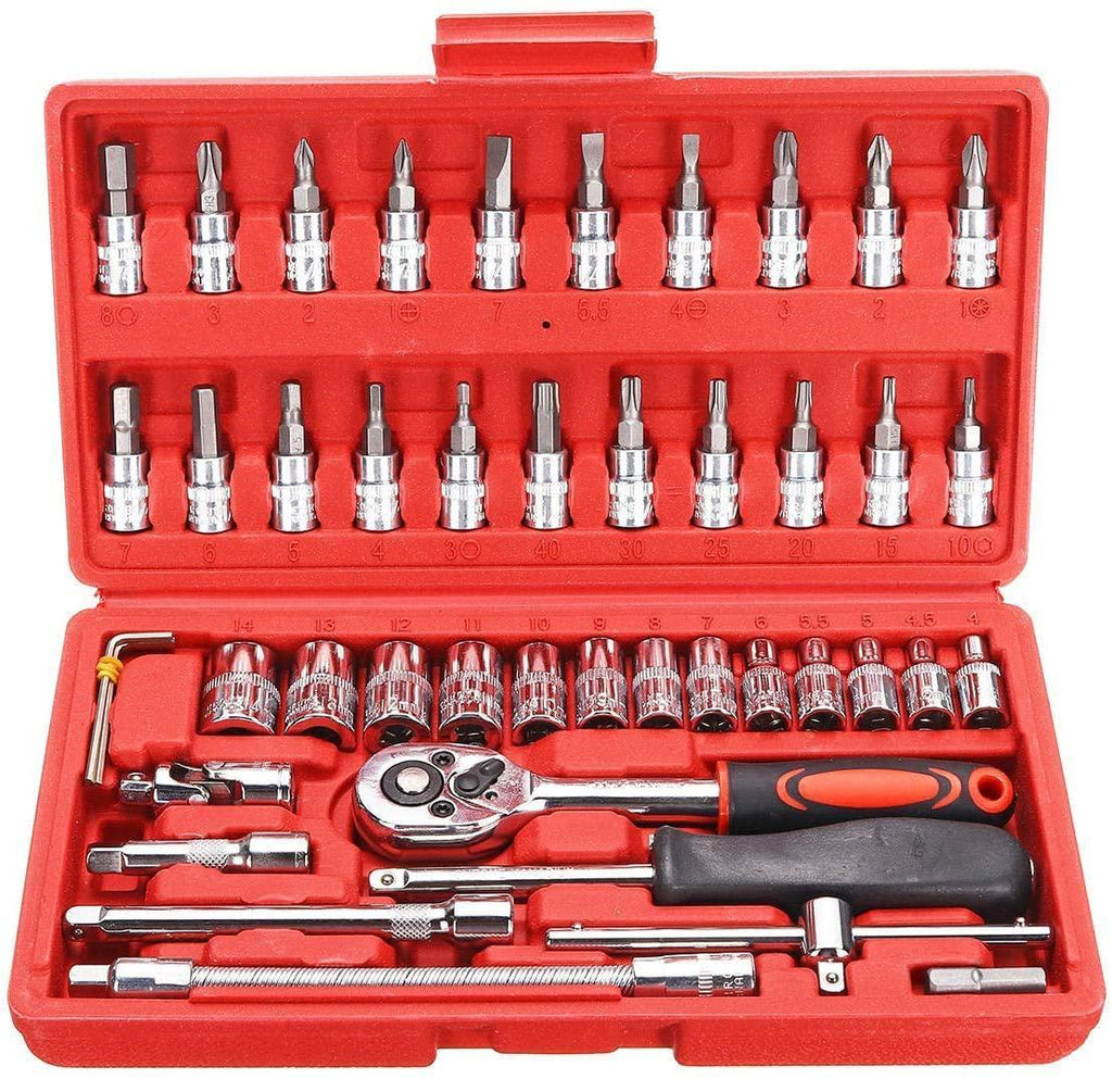 Peixiang Sturdy Hand Tools 46Pcs 1/4inch Car Repair Socket Tools Set Spanner Ratchet Wrench Kit Hand Tools Safety