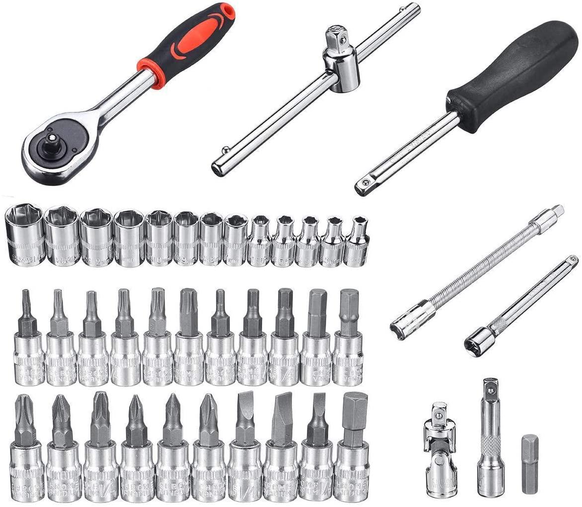 Peixiang Sturdy Hand Tools 46Pcs 1/4inch Car Repair Socket Tools Set Spanner Ratchet Wrench Kit Hand Tools Safety