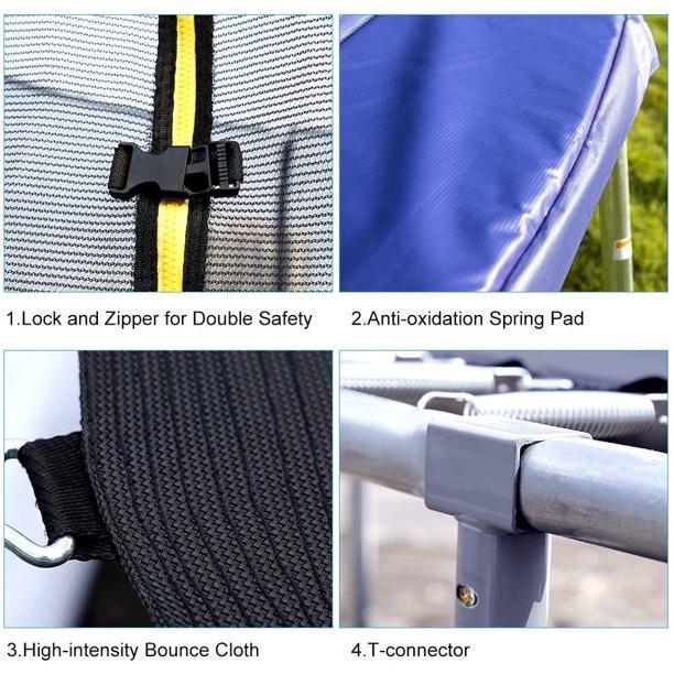 14 FT Trampoline with Basketball Hoop, Safety Enclosure Net, 800LBS Capacity 5-6 Kids, Waterproof Mat and Ladder, Outdoor Backyard Trampolines, Basketball Trampoline for Kids/Adults