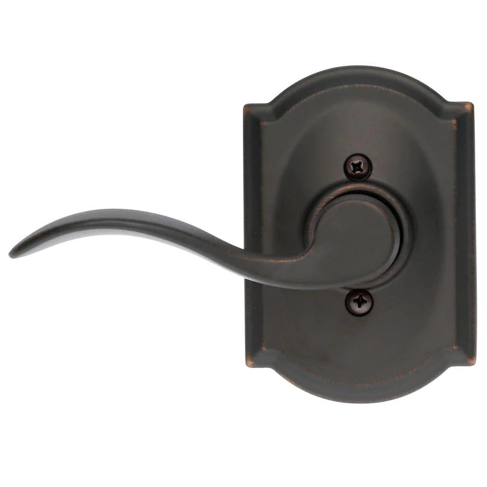Accent Aged Bronze Left Handed Dummy Door Lever with Camelot Trim