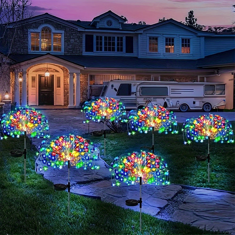 Solar Garden Lights Solar Firework Lights, 8-Mode Lighting Solar Lights Outdoor Waterproof For Garden Patio Walkway Pathway Party Wedding Decorative
