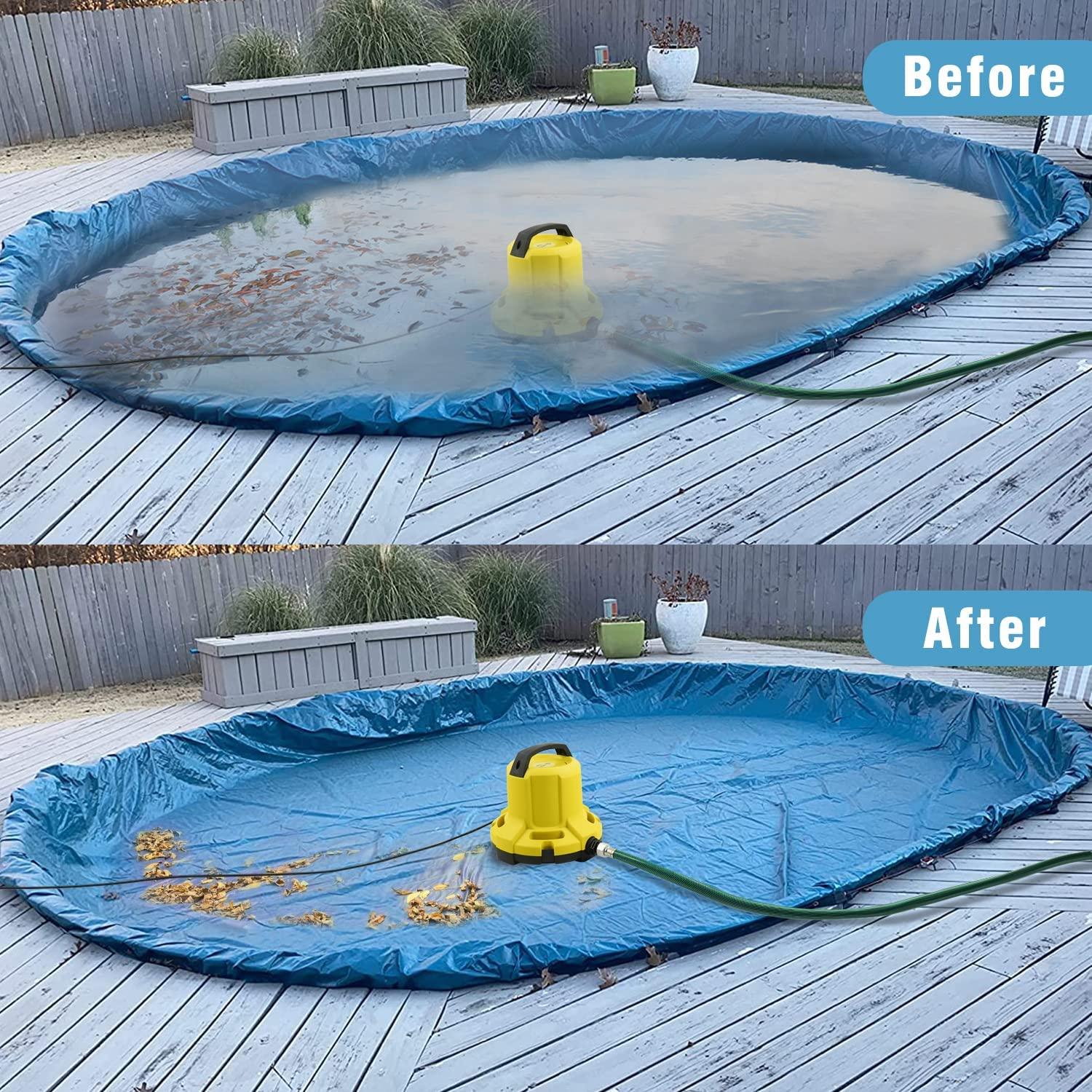 JANZ 2500 GPH Automatic Pool Cover Pump Above Ground,1/3 HP Submersible Pump with 25 FT DrainaHose Kit and Positioning Rope,Water Removal Pump for Pool Cover,Pool and More