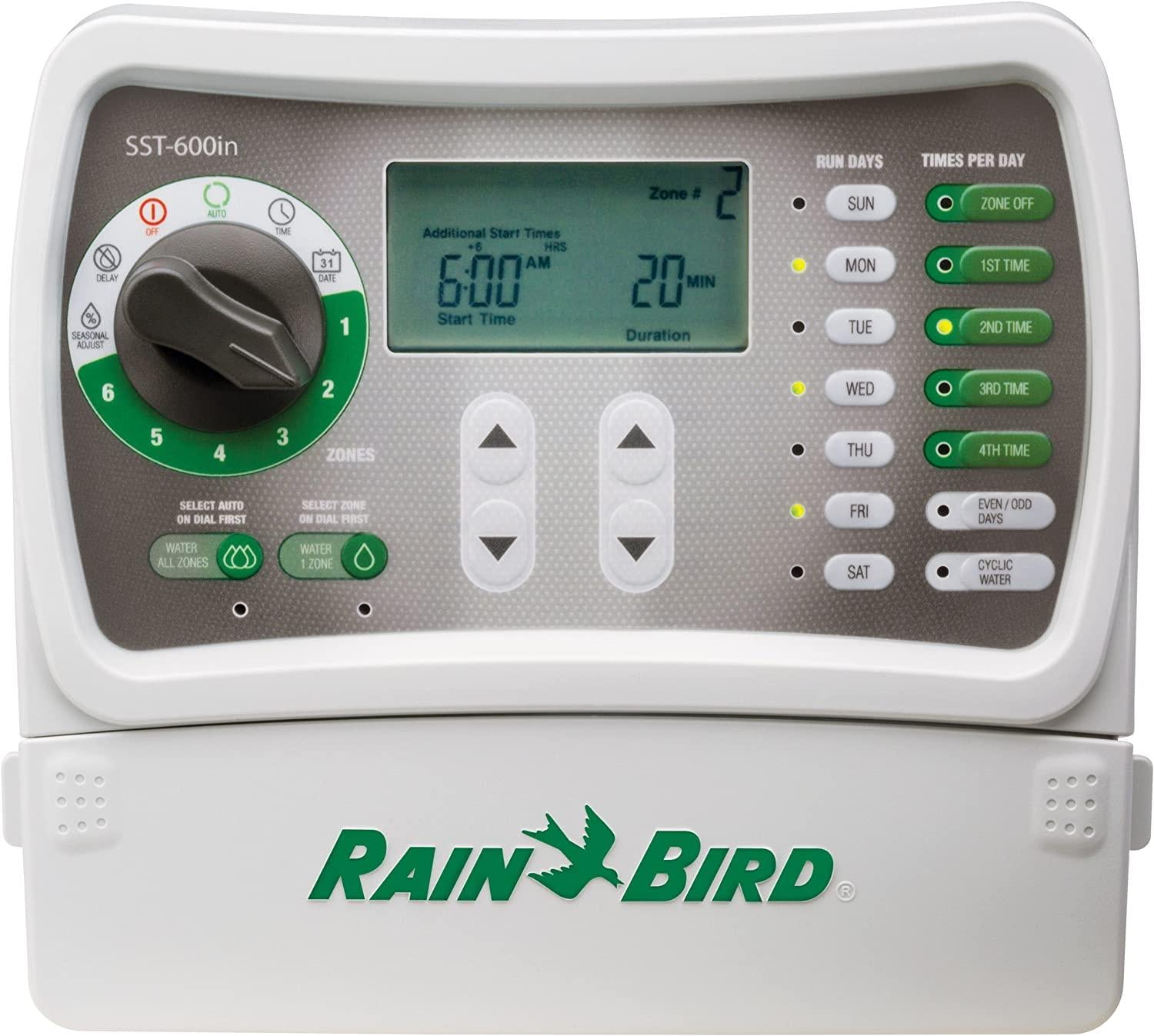 Rain Bird SST600IN Simple-To-Set Indoor Sprinkler/Irrigation System Timer/Controller, 6-Zone/Station (this New/Improved Model Replaces SST600I)