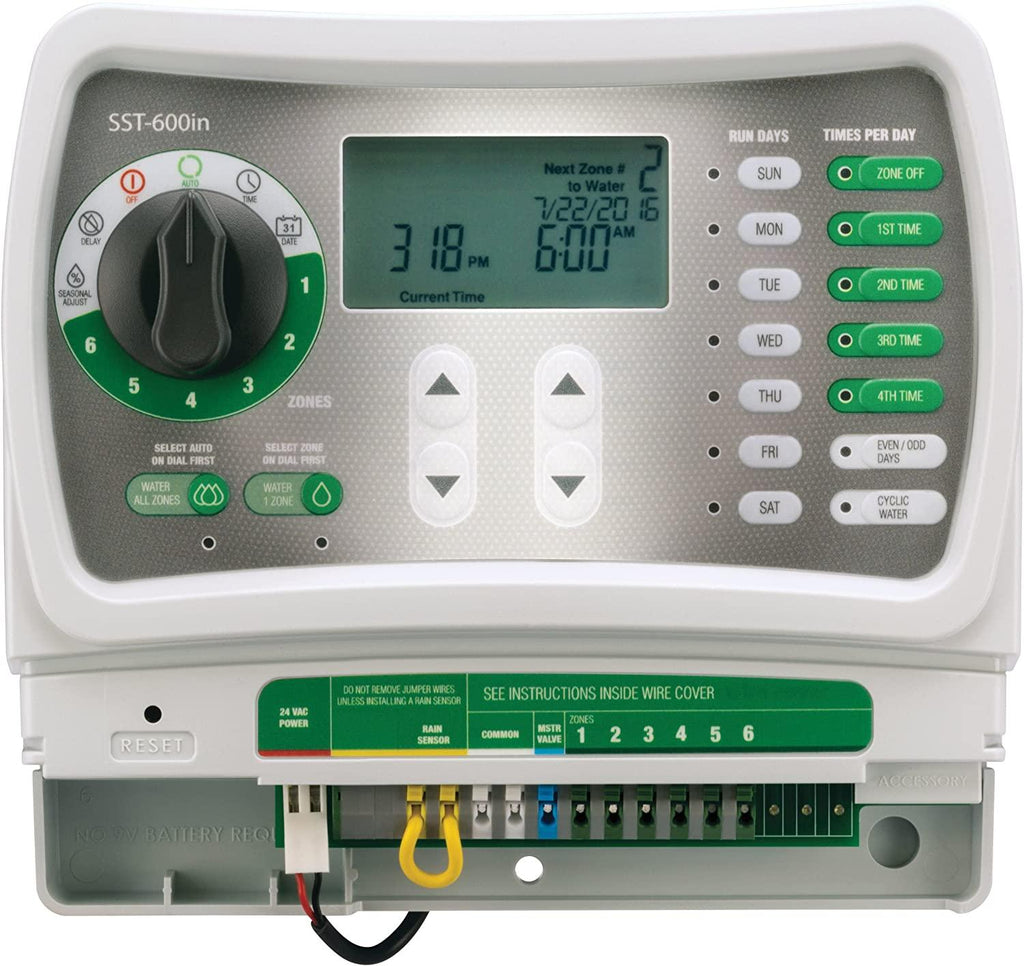 Rain Bird SST600IN Simple-To-Set Indoor Sprinkler/Irrigation System Timer/Controller, 6-Zone/Station (this New/Improved Model Replaces SST600I)