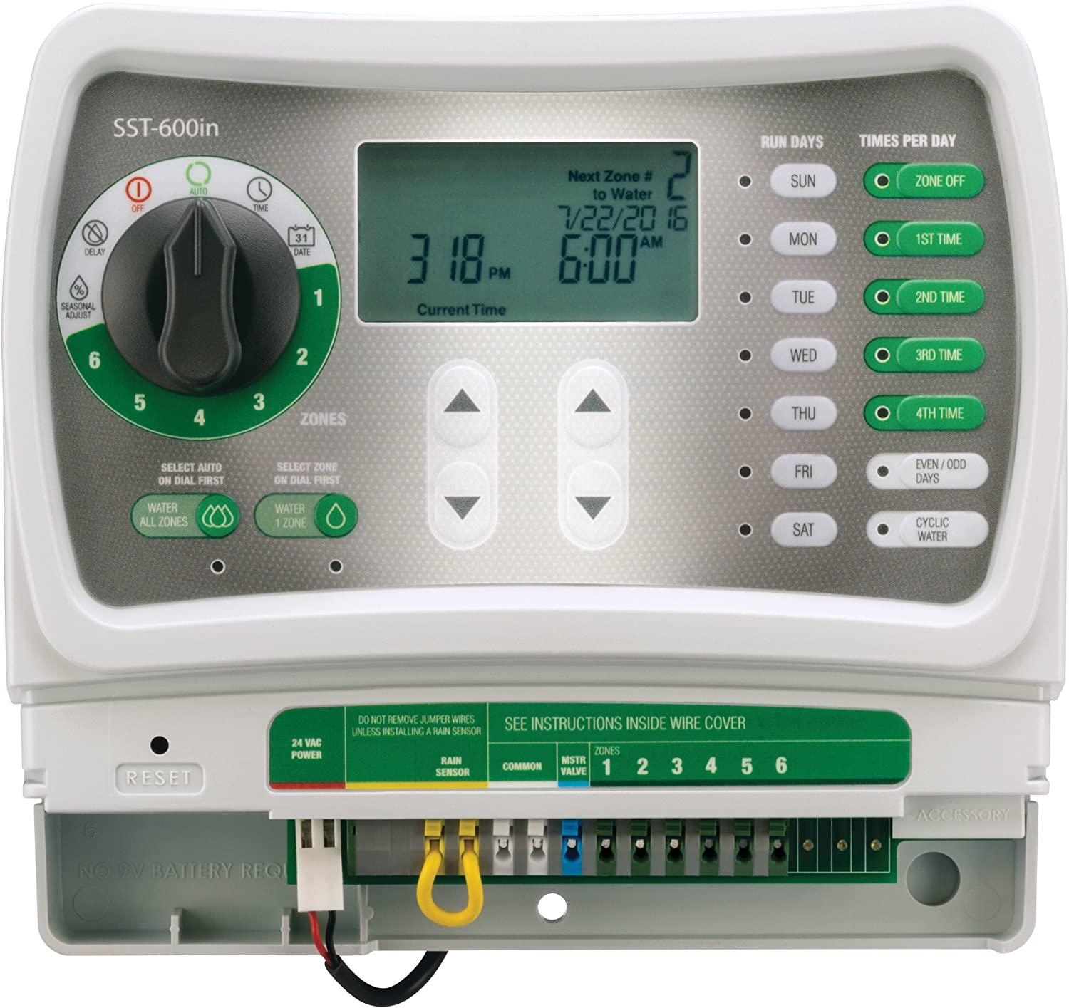 Rain Bird SST600IN Simple-To-Set Indoor Sprinkler/Irrigation System Timer/Controller, 6-Zone/Station (this New/Improved Model Replaces SST600I)