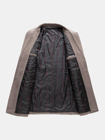 mens business woolen single-breasted thick suit collar casual overcoat