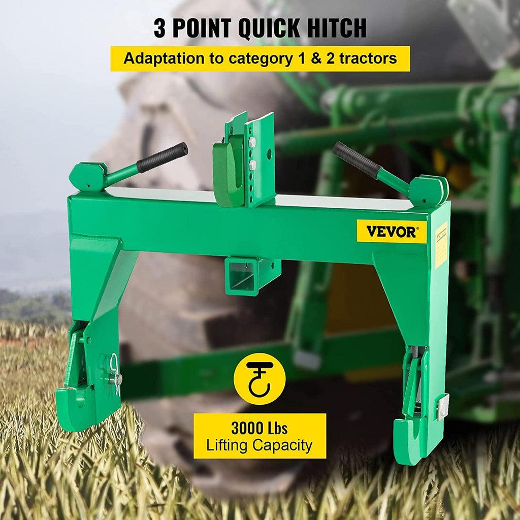 3-Point  Hitch, 3000 LBS Lifting Capacity Tractor  Hitch, 27.5" Between Lower Arms Attachments  Hitch, No Welding & 5 Level Adjustable Bolt, Adaptation to Category 1 & 2 Tractors