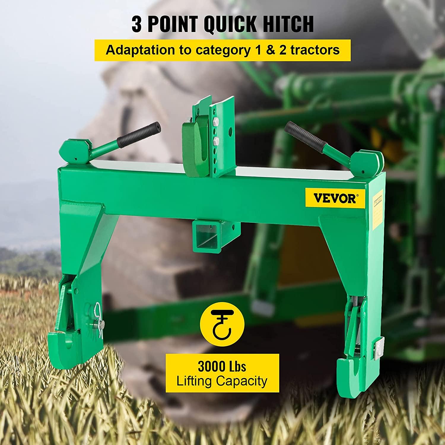 3-Point  Hitch, 3000 LBS Lifting Capacity Tractor  Hitch, 27.5" Between Lower Arms Attachments  Hitch, No Welding & 5 Level Adjustable Bolt, Adaptation to Category 1 & 2 Tractors