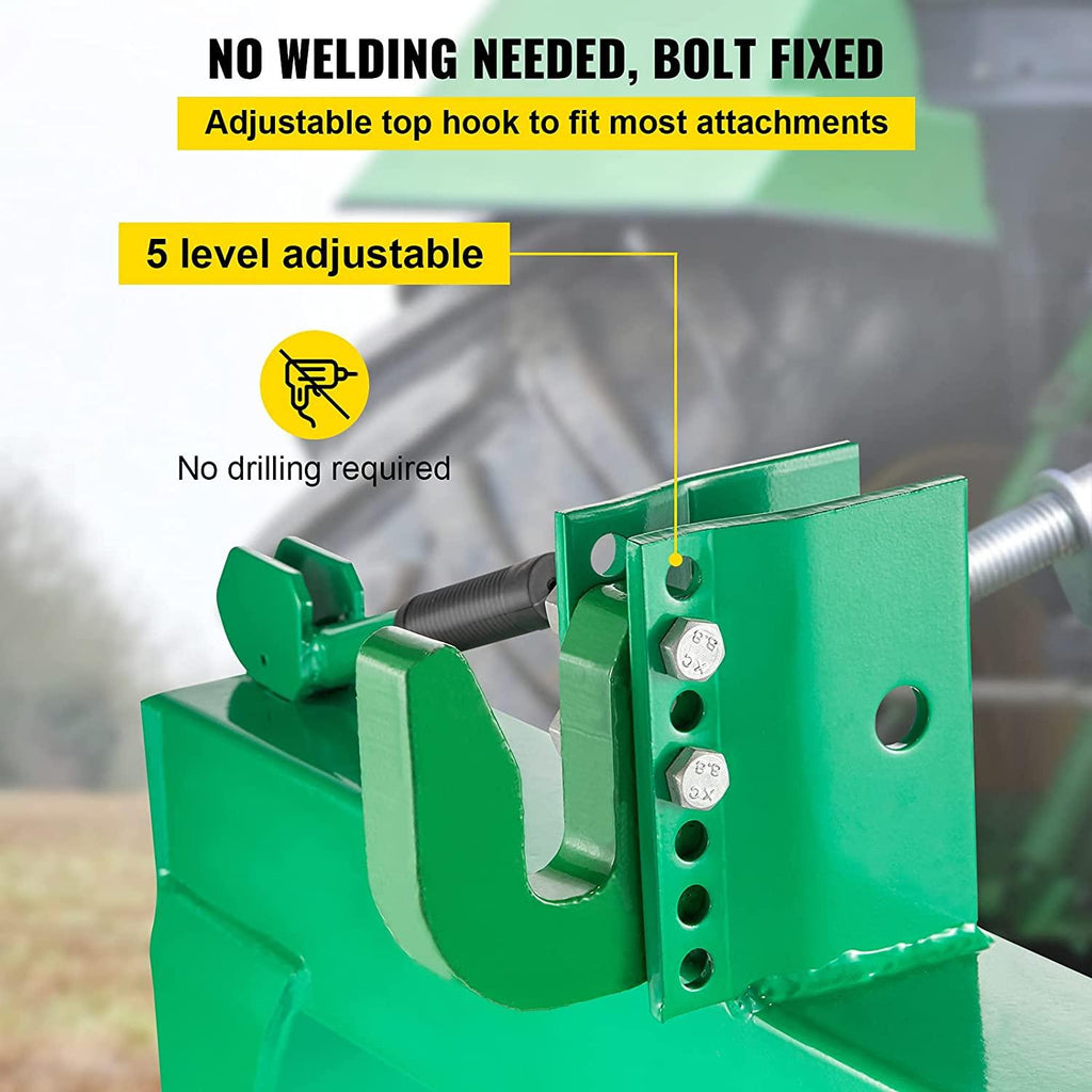 3-Point  Hitch, 3000 LBS Lifting Capacity Tractor  Hitch, 27.5" Between Lower Arms Attachments  Hitch, No Welding & 5 Level Adjustable Bolt, Adaptation to Category 1 & 2 Tractors