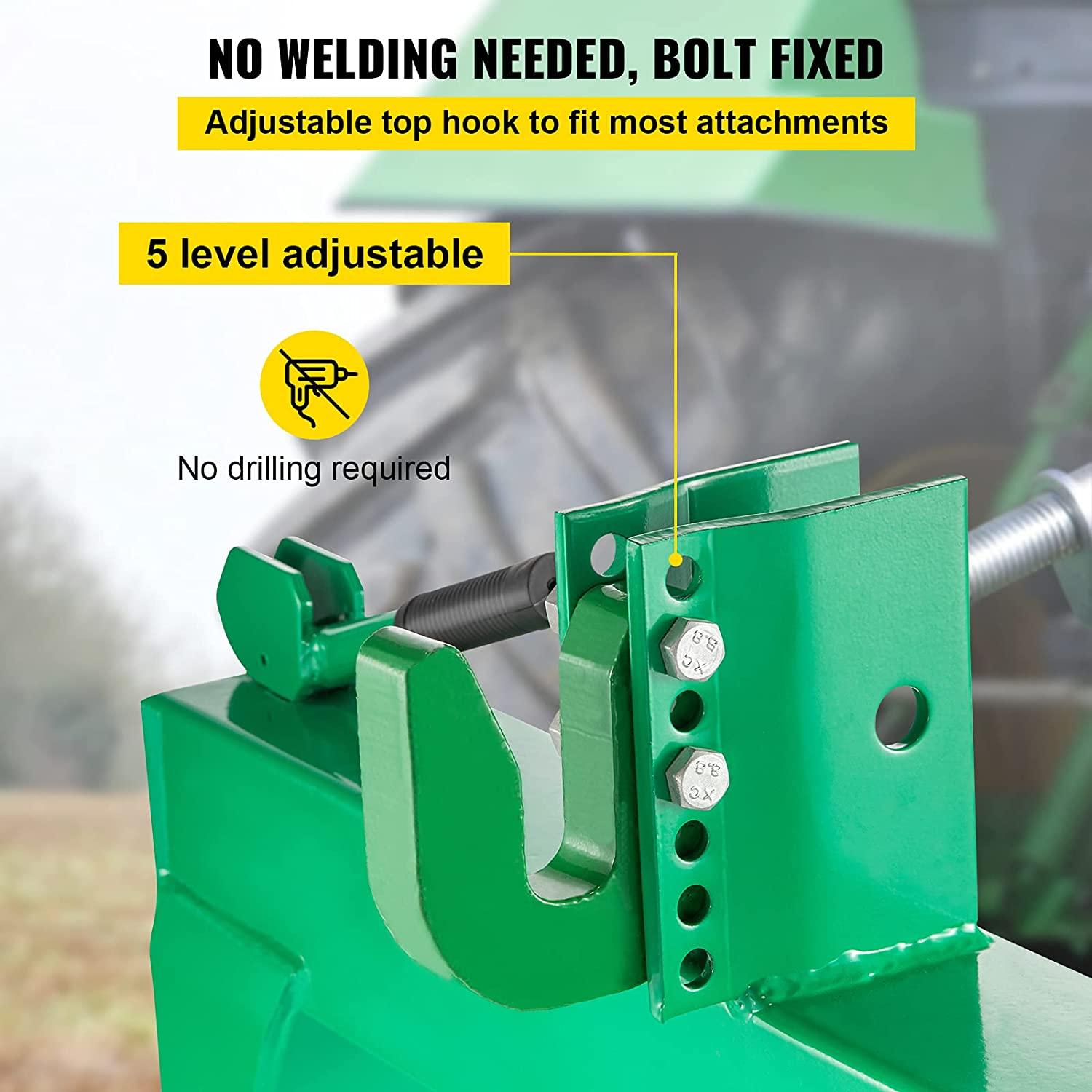 3-Point  Hitch, 3000 LBS Lifting Capacity Tractor  Hitch, 27.5" Between Lower Arms Attachments  Hitch, No Welding & 5 Level Adjustable Bolt, Adaptation to Category 1 & 2 Tractors
