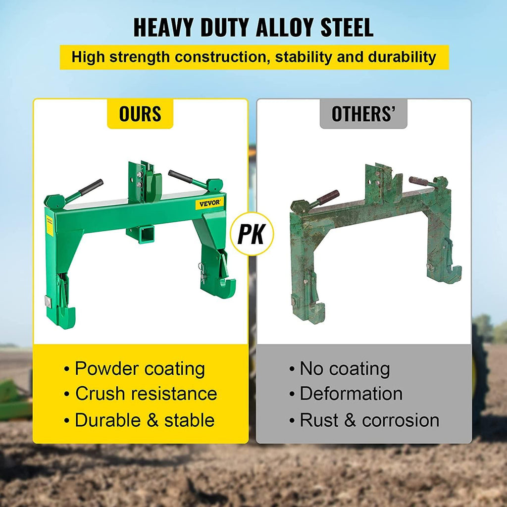 3-Point  Hitch, 3000 LBS Lifting Capacity Tractor  Hitch, 27.5" Between Lower Arms Attachments  Hitch, No Welding & 5 Level Adjustable Bolt, Adaptation to Category 1 & 2 Tractors