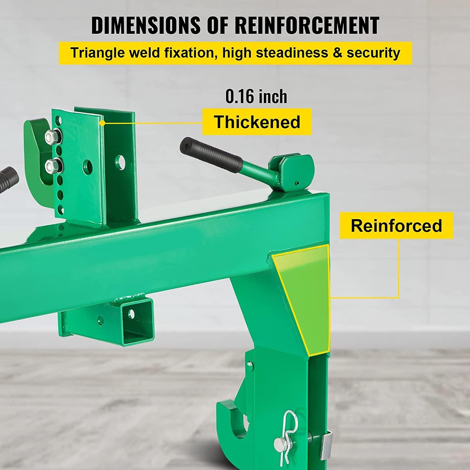 3-Point  Hitch, 3000 LBS Lifting Capacity Tractor  Hitch, 27.5" Between Lower Arms Attachments  Hitch, No Welding & 5 Level Adjustable Bolt, Adaptation to Category 1 & 2 Tractors