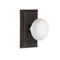 Studio Plate 2-3/8 in. Backset Timeless Bronze PassaHall/Closet White Porcelain Door Knob