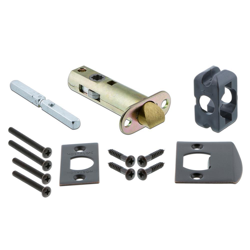 Studio Plate 2-3/8 in. Backset Timeless Bronze PassaHall/Closet White Porcelain Door Knob
