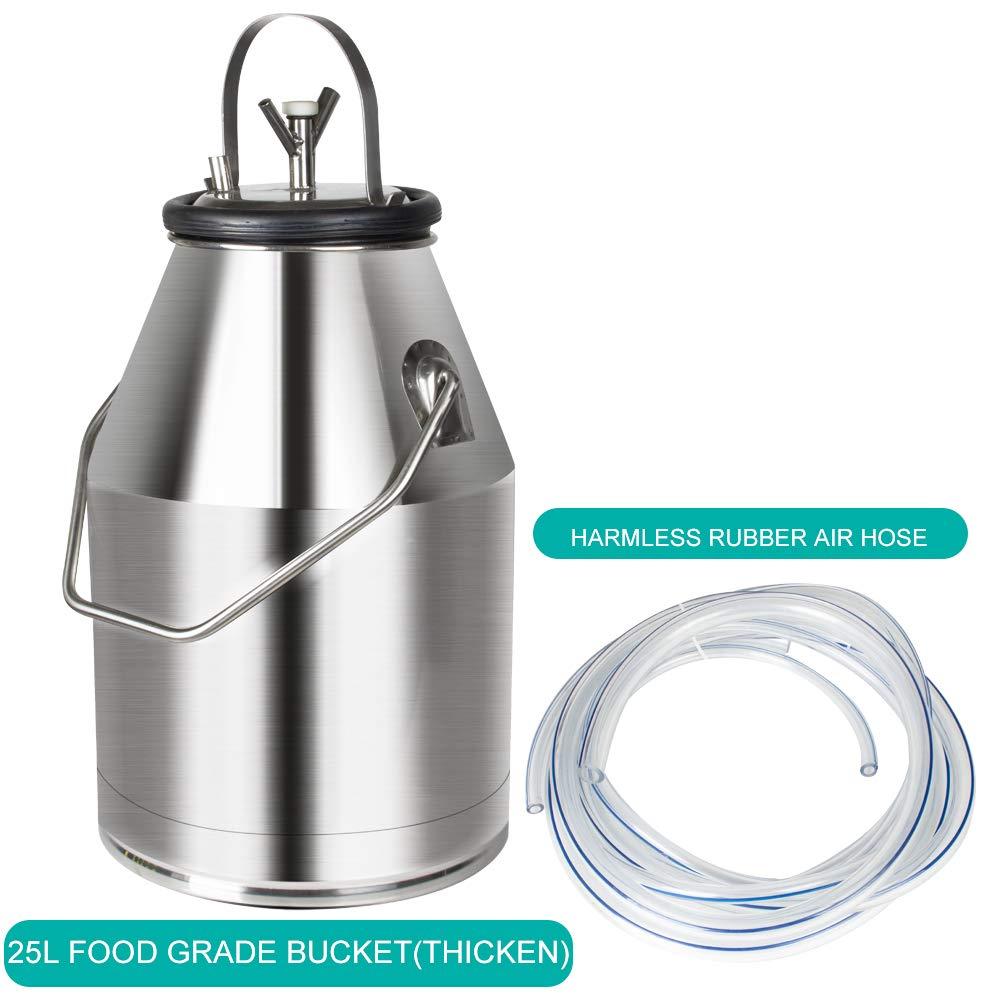 Electric MilMachine, funchic 25L Milker Machine with 304  Steel Bucket for Farm Cows 110V