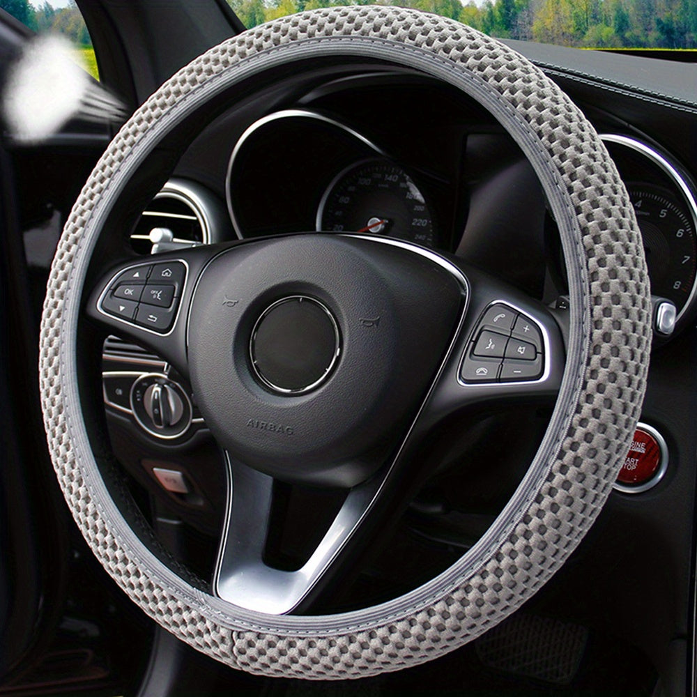 Three-dimensional Mesh Breathable Sweat-absorbing Comfortable Non-slip Car Steering Wheel Cover, Without Inner Ring Suitable For 14.57-14.96inch Auto Parts